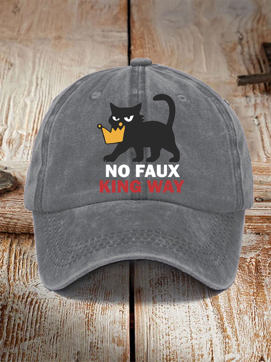 Unisex no faux king way Black Cat Print Hat