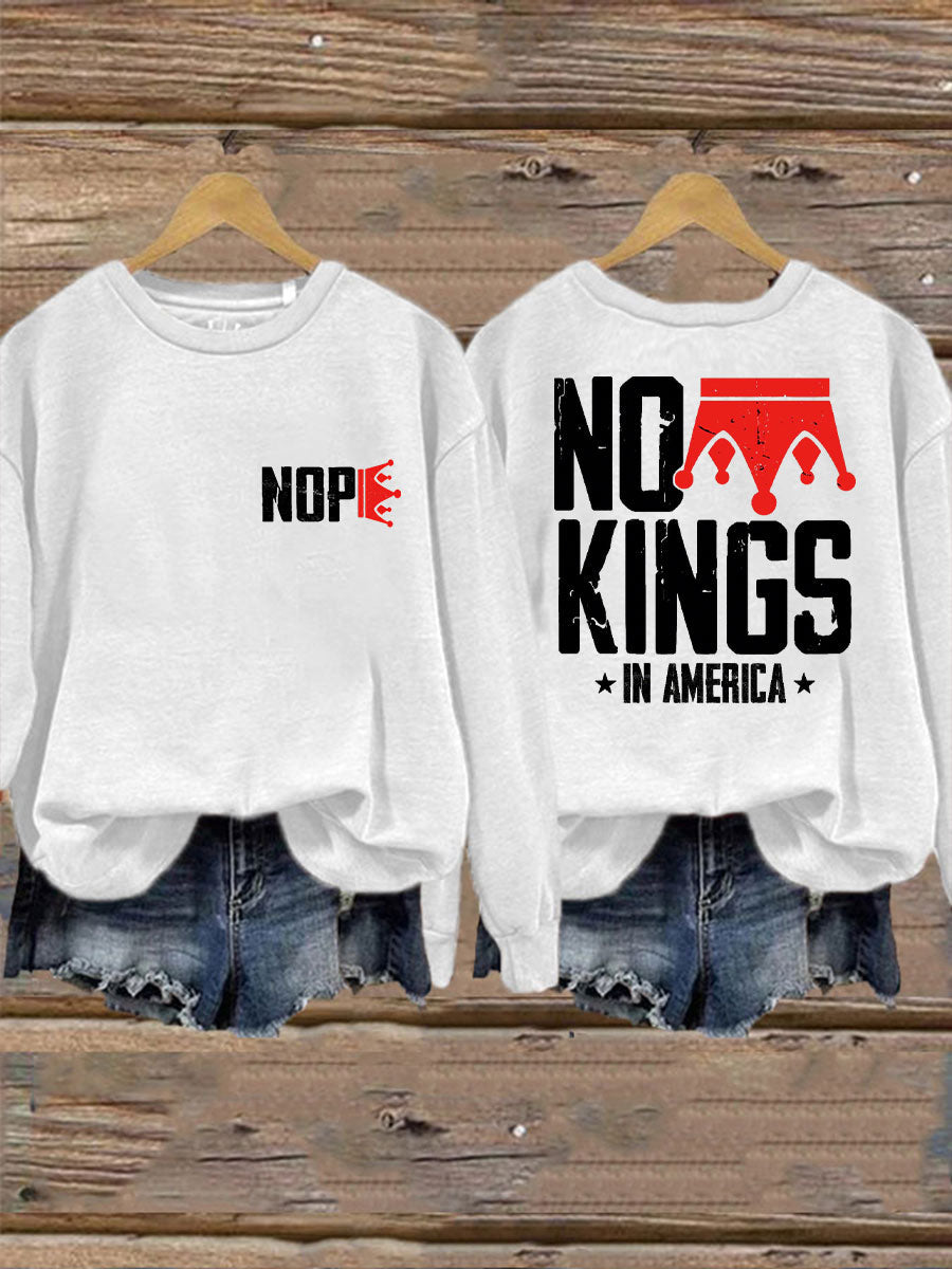 Women's No Kings Printed Casual Sweatshirt