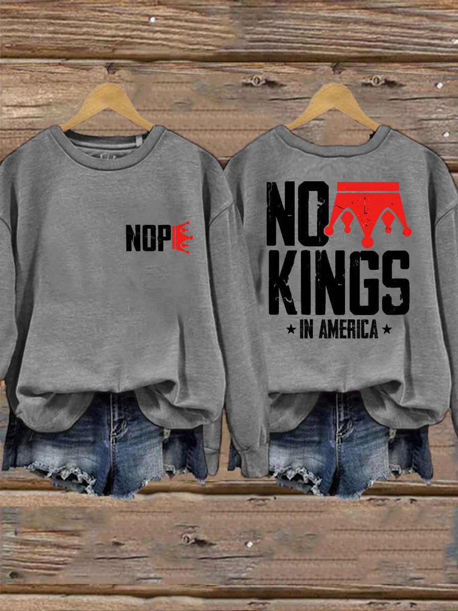 Women's No Kings Printed Casual Sweatshirt