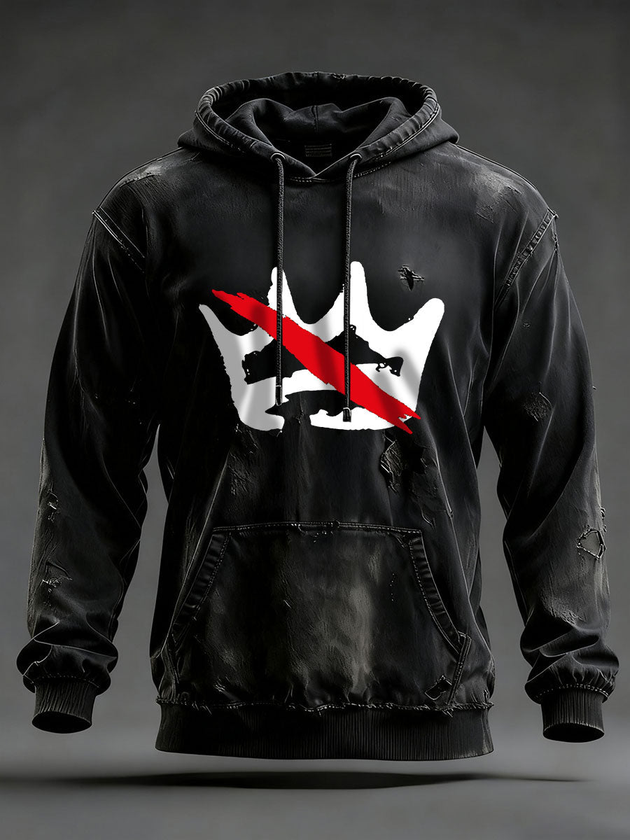 Men's No Kings Printed Casual Hoodie