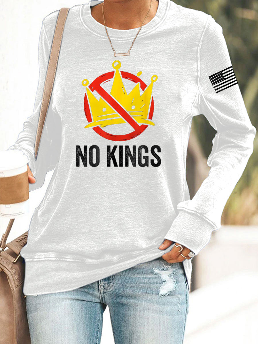 Women's No Kings In America USA Flag Print Sweatshirt