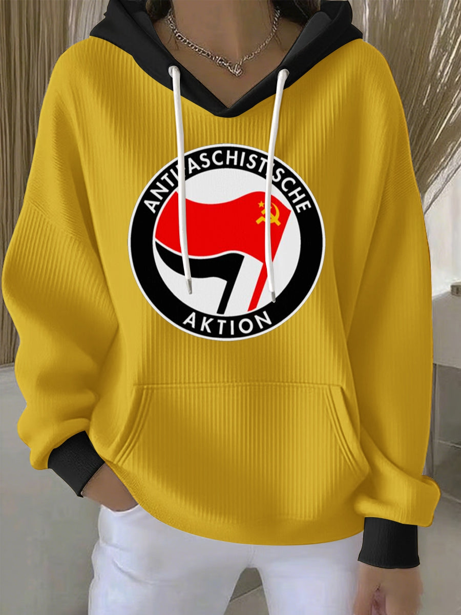 Women's No Kings Antifa Logo - Hammer & Sickle Sweatshirt Hoodie