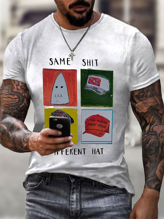 Men's Same Shit Different Hat Printed Casual T-shirt