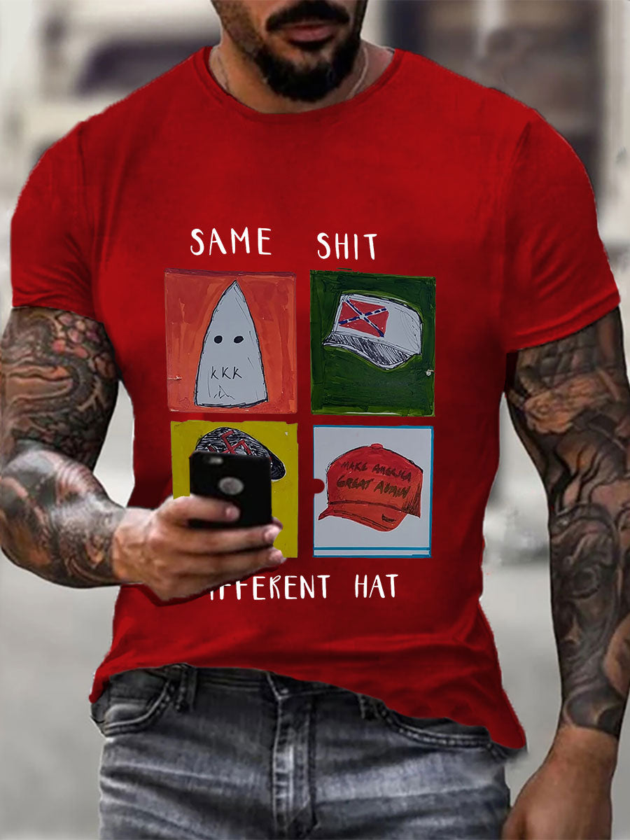 Men's Same Shit Different Hat Printed Casual T-shirt