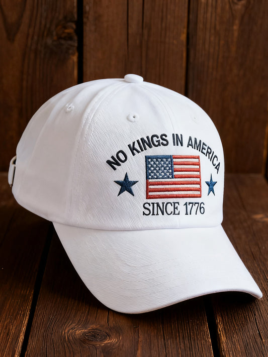 Vintage No Kings in America  Casual Print Washed Hat