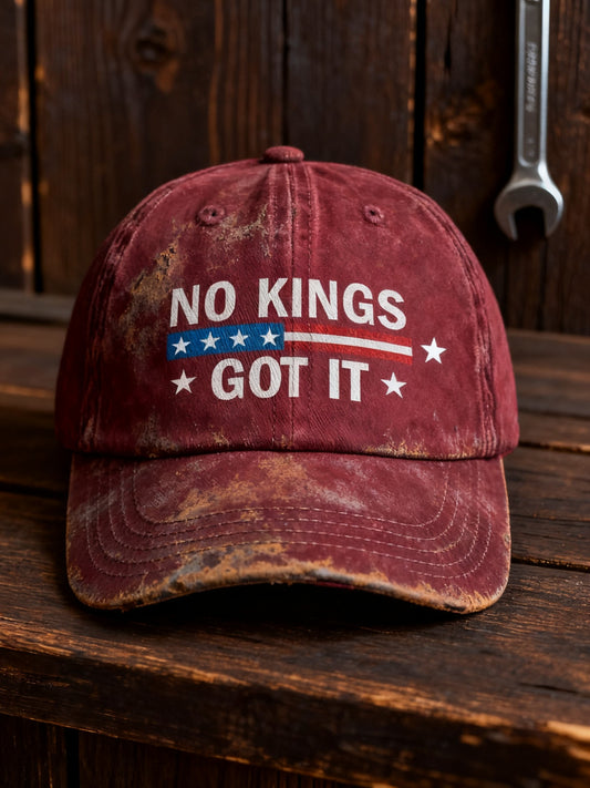 Vintage No Kings in America  Casual Print Washed Hat