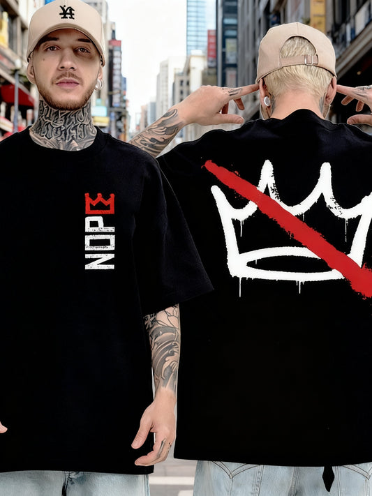 Vintage No Kings in America Print Casual Cotton Short Sleeve T-Shirt