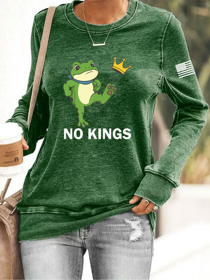 Women's No Kings Resist Frog Print Sweatshirt