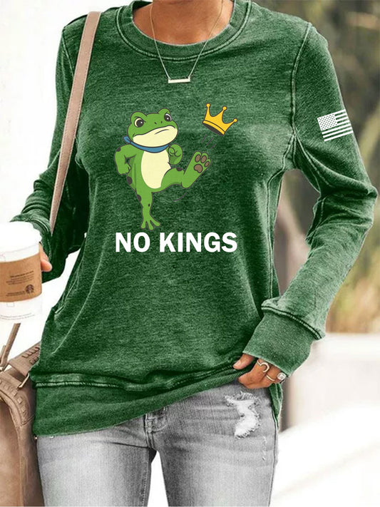 Women's No Kings Resist Frog Print Sweatshirt