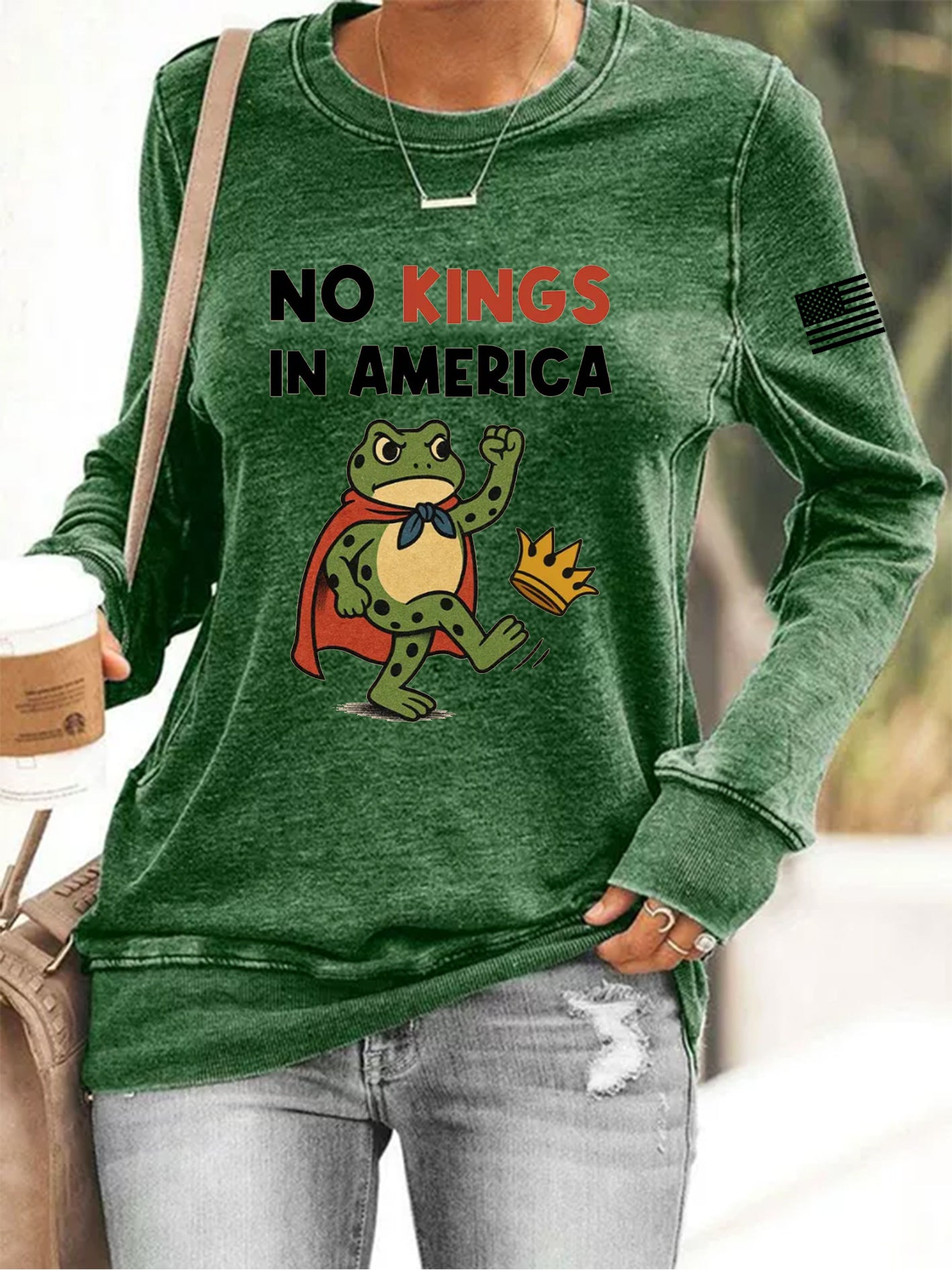 Women's No Kings Resist Frog Print Sweatshirt