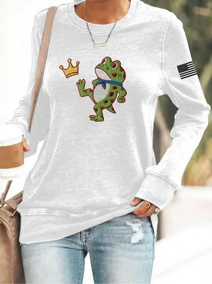 Women's No Kings Resist Frog Print Sweatshirt