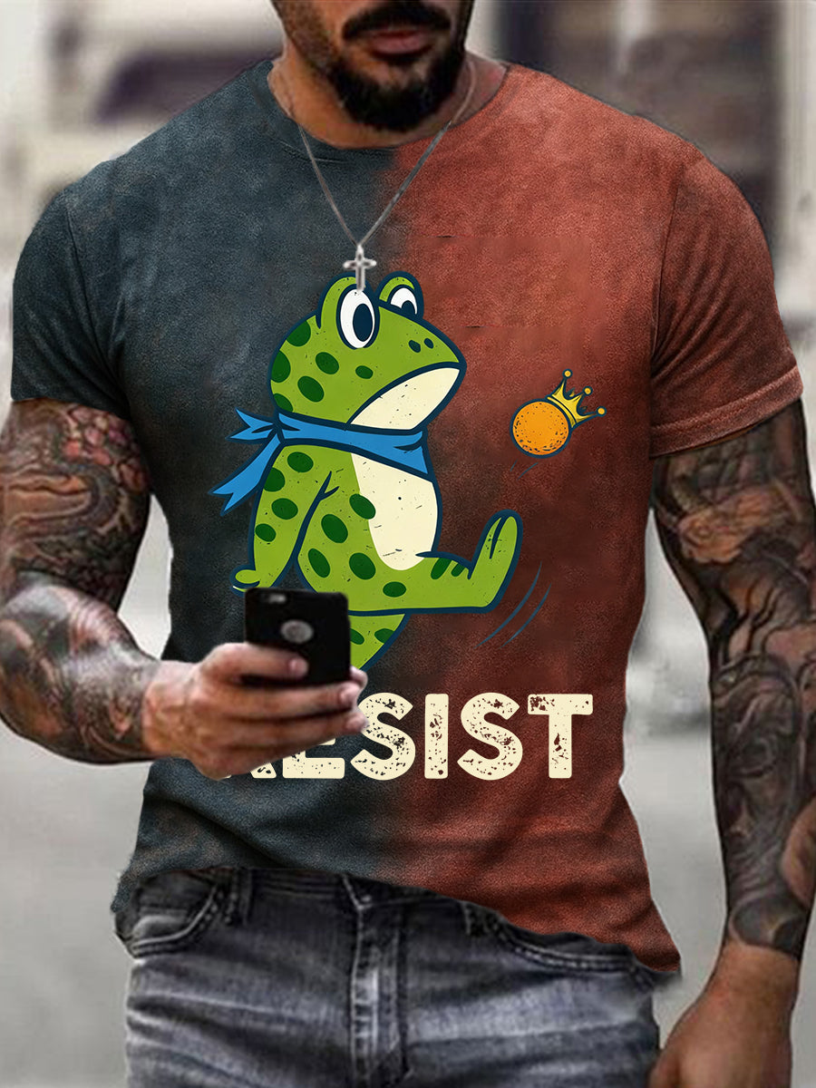 Men's Resist Frog No Kings In America Printed Short Sleeve T-shirt