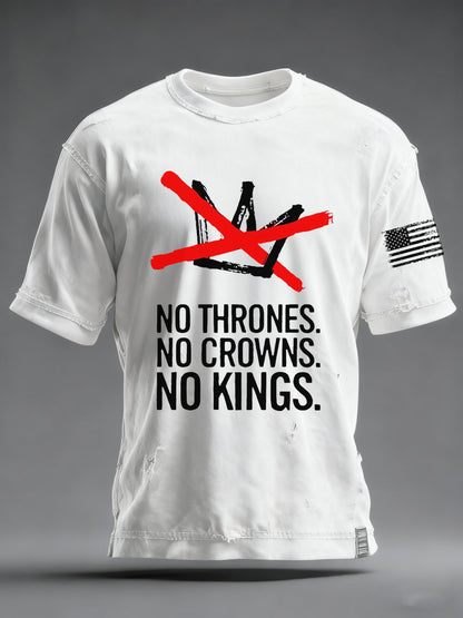 Men's No Thrones No Crowns No Kings Printed T-shirt