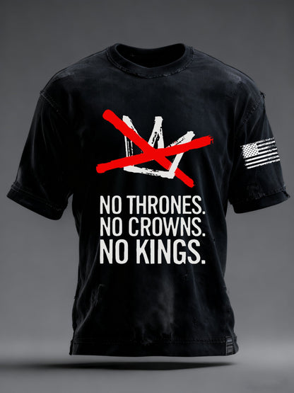 Men's No Thrones No Crowns No Kings Printed T-shirt