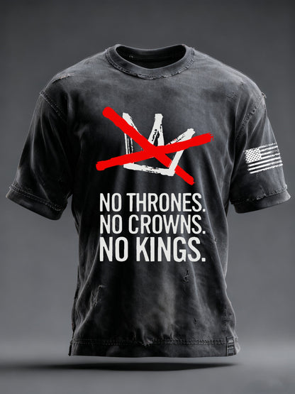 Men's No Thrones No Crowns No Kings Printed T-shirt