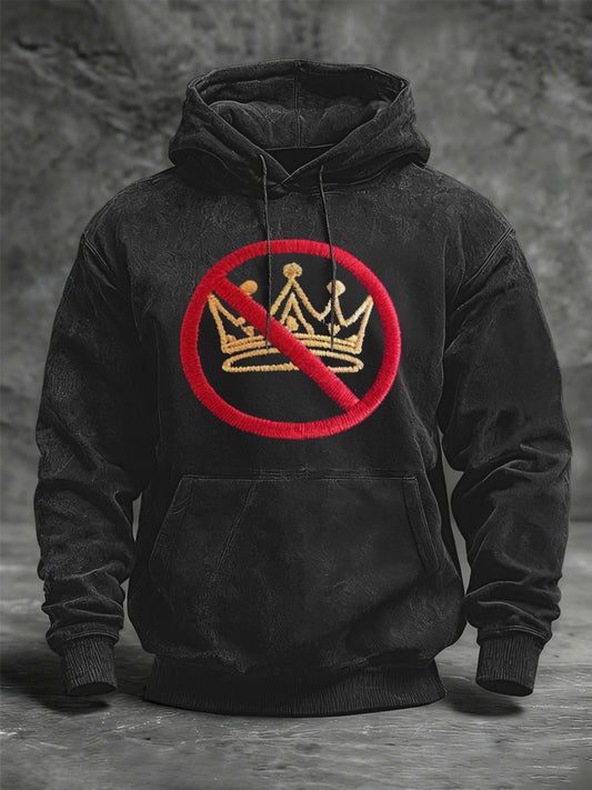 Men's No Kings Oversized Drop-Shoulder Hoodie with Pockets