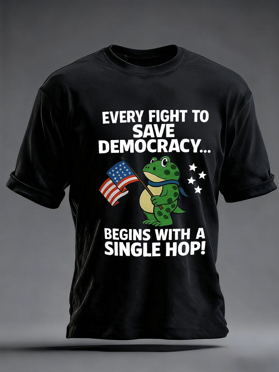 Men's Resist Frog No Kings In America Printed Short Sleeve T-shirt