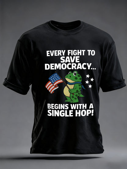 Men's Resist Frog No Kings In America Printed Short Sleeve T-shirt