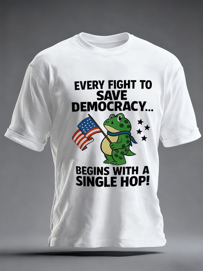 Men's Resist Frog No Kings In America Printed Short Sleeve T-shirt