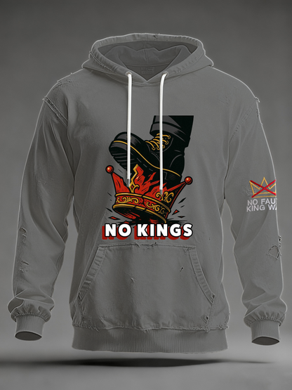 Men's No Kings Oversized Drop-Shoulder Hoodie with Pockets