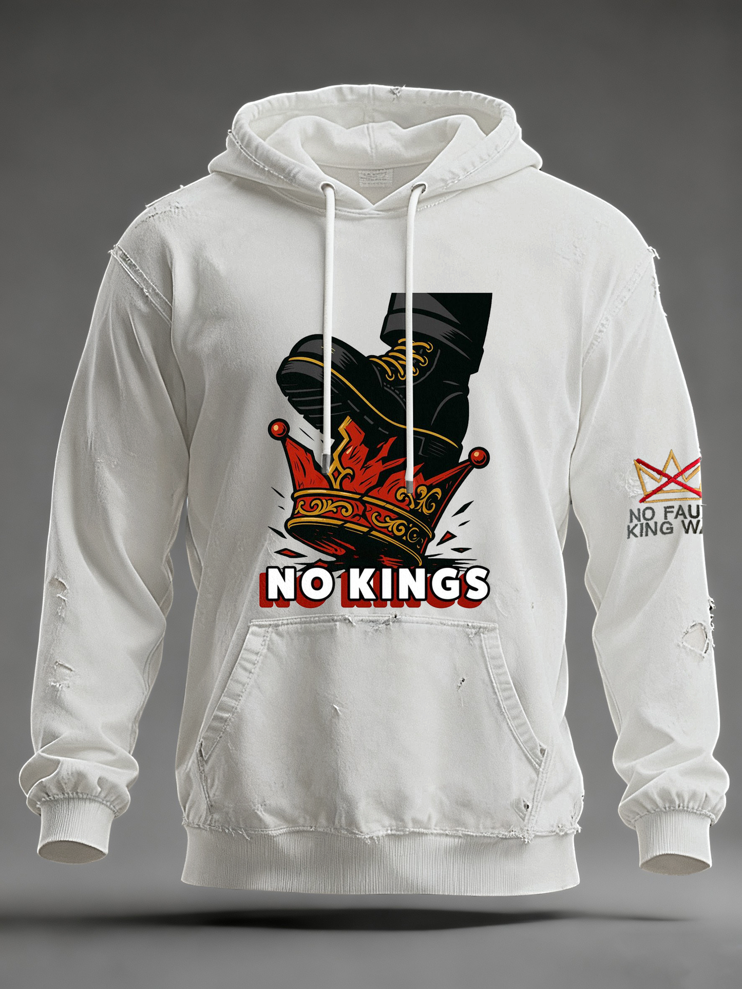 Men's No Kings Oversized Drop-Shoulder Hoodie with Pockets