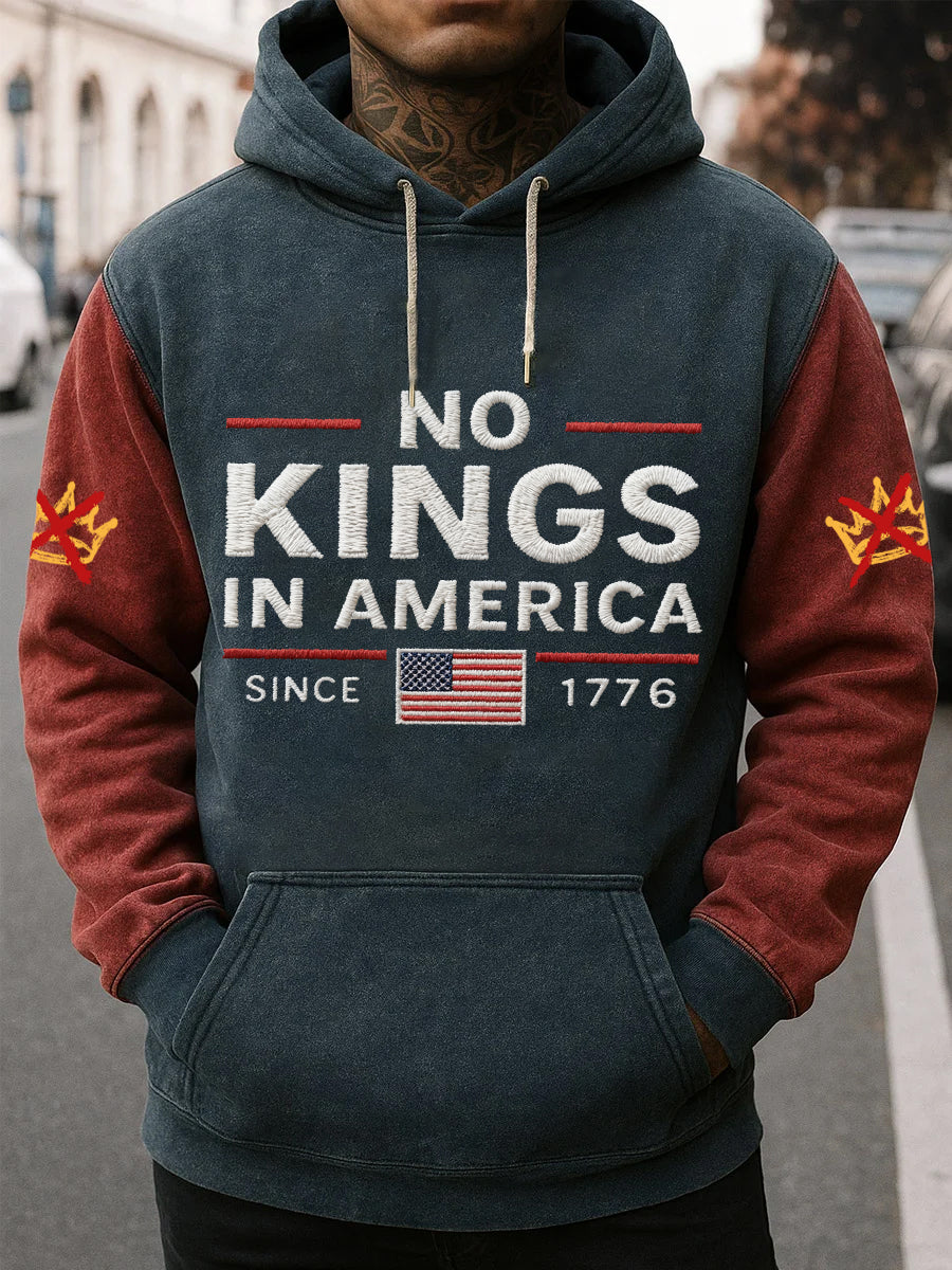 Men's No Kings In America USA Flag Print Hoodie