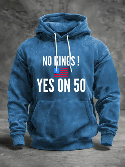 Men's No Kings Printed Casual Hoodie