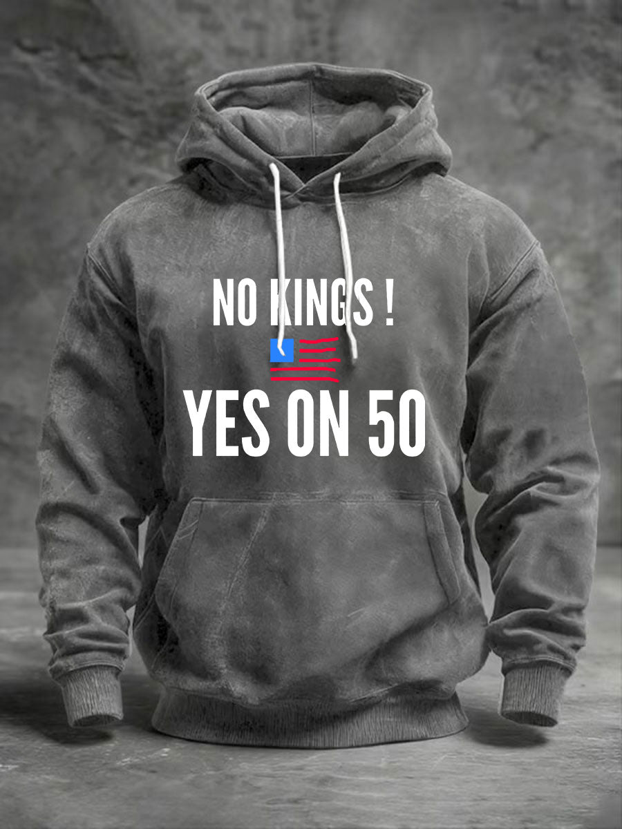 Men's No Kings Printed Casual Hoodie