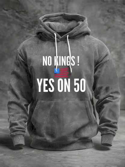 Men's No Kings Printed Casual Hoodie