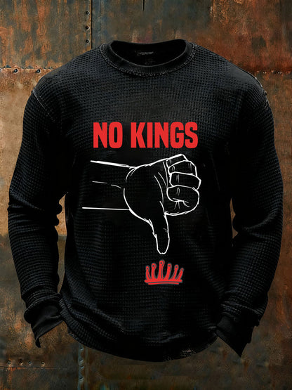 Men's No Kings Waffle Print Casual T-Shirt