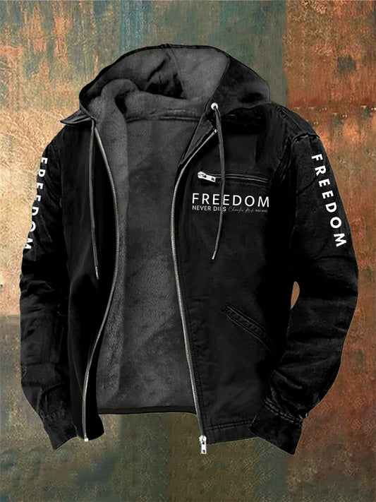 Men's Charlie Kirk Freedom Printed Long Sleeved Hooded Jacket