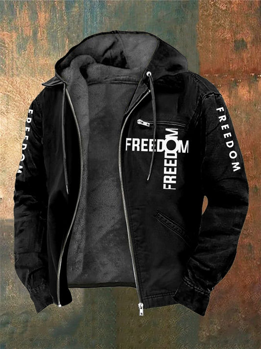 Men's Charlie Kirk Freedom Printed Long Sleeved Hooded Jacket