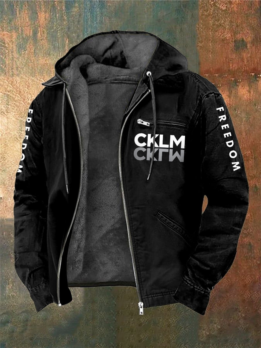 Men's Charlie Kirk Freedom Printed Long Sleeved Hooded Jacket
