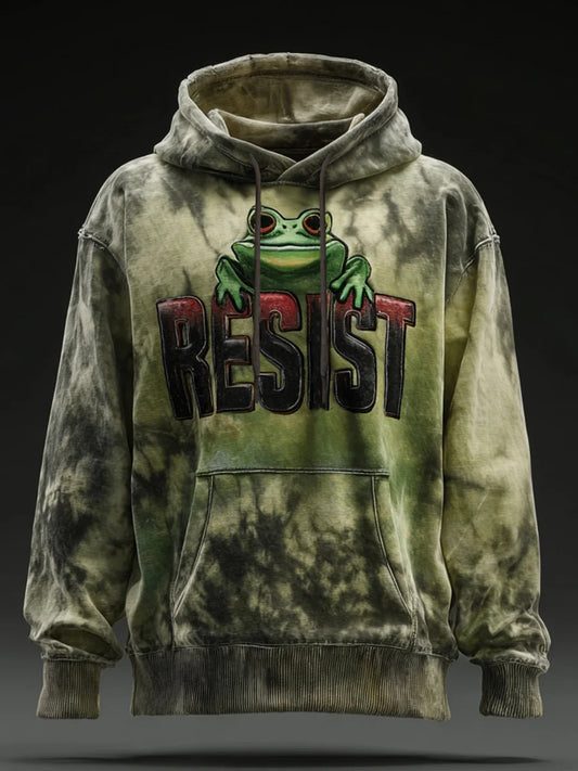 Men's Resist Frog Print Casual Hoodie