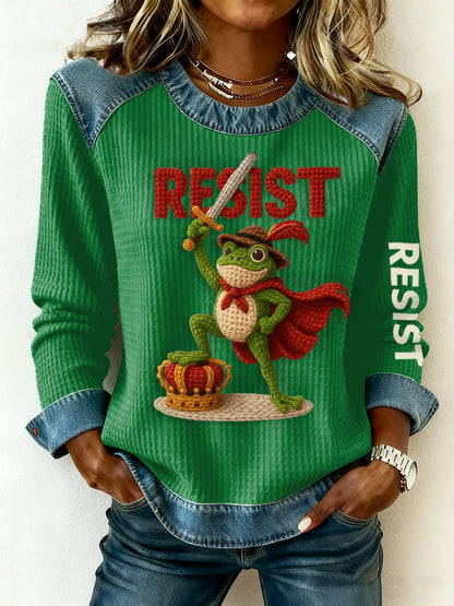 Women's Resist Frog Print Long Sleeve Top