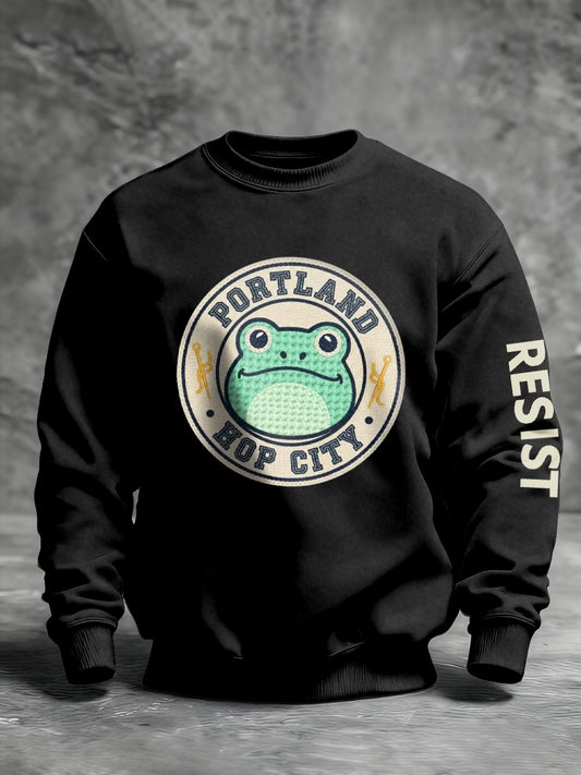 Men's Portland Hop City Resist Frog Print Crew Neck Sweatshirt