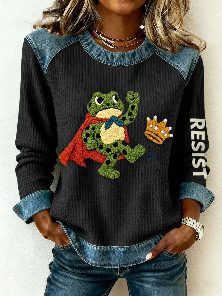 Women's Resist Frog Print Long Sleeve Top
