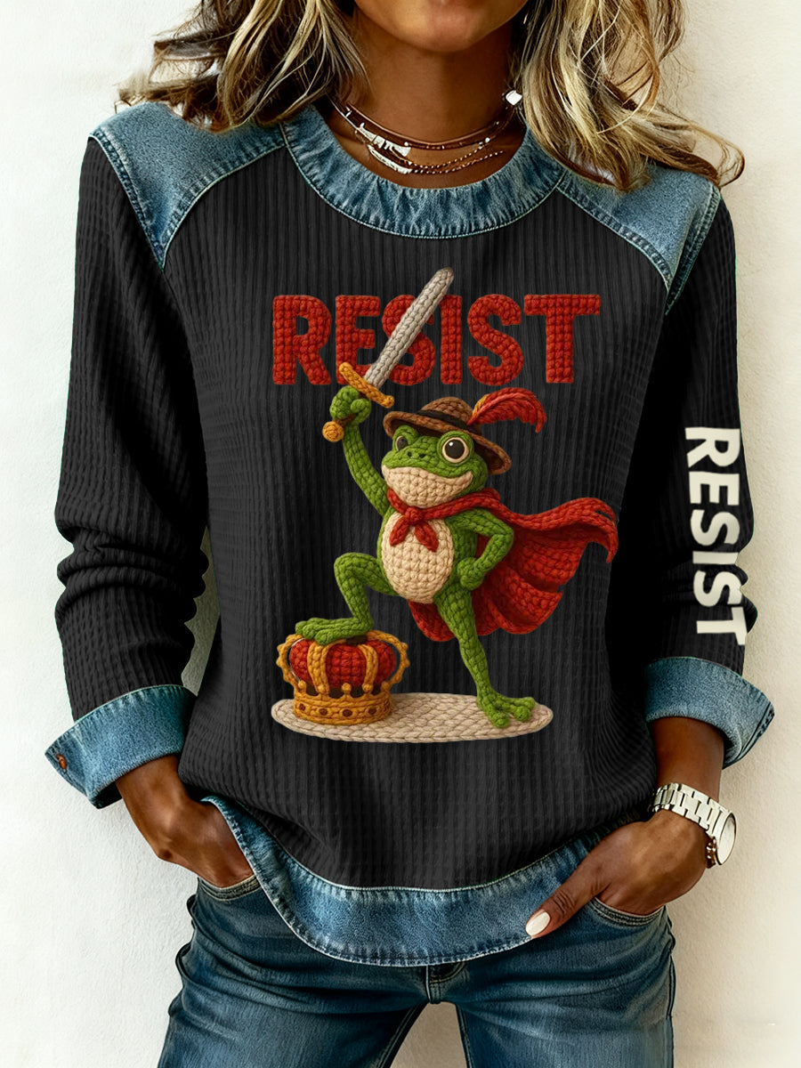 Women's Resist Frog Print Long Sleeve Top