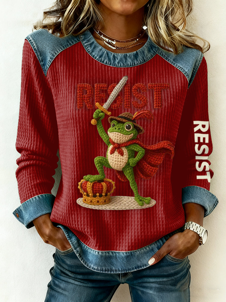 Women's Resist Frog Print Long Sleeve Top