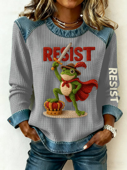 Women's Resist Frog Print Long Sleeve Top
