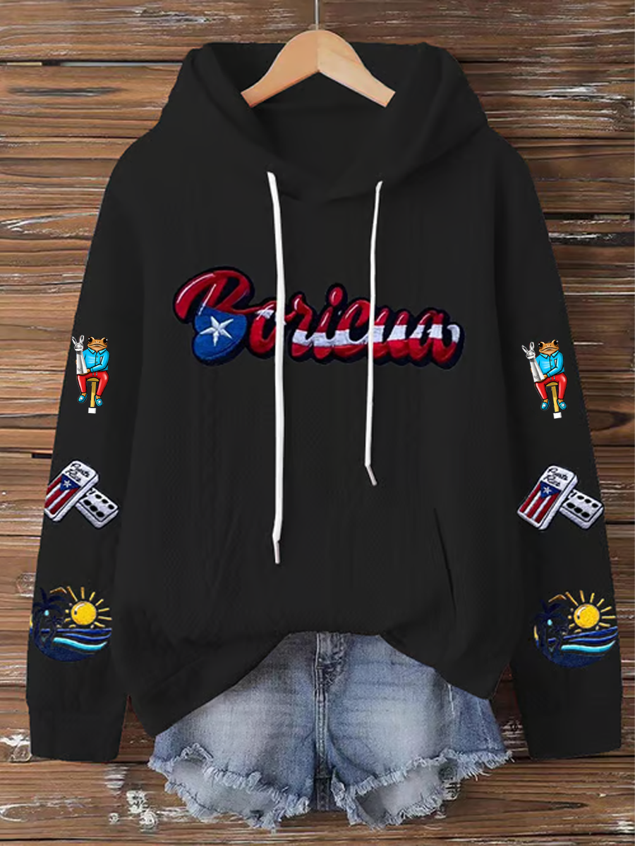Women's Puerto Rico Print Casual Sweatshirt