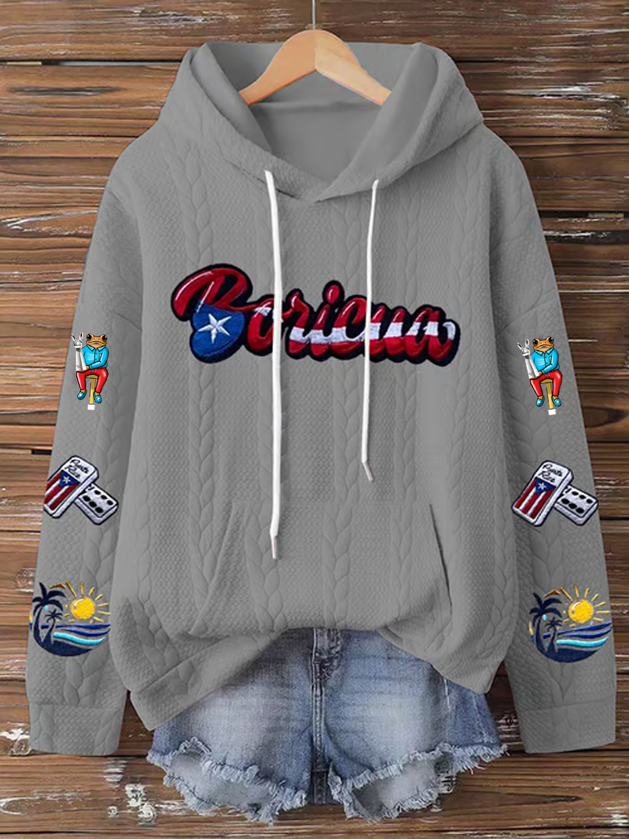 Women's Puerto Rico Print Casual Sweatshirt