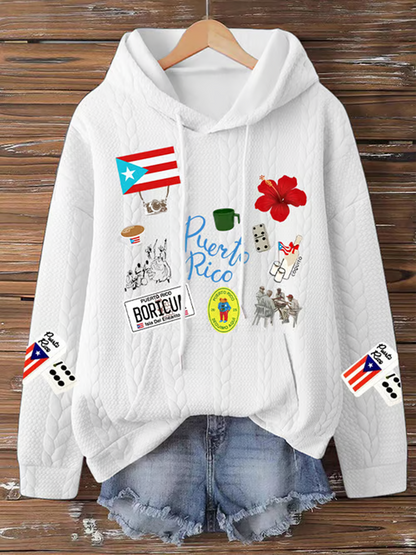 Women's Puerto Rico Print Casual Sweatshirt