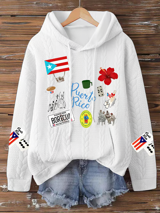 Women's Puerto Rico Print Casual Sweatshirt