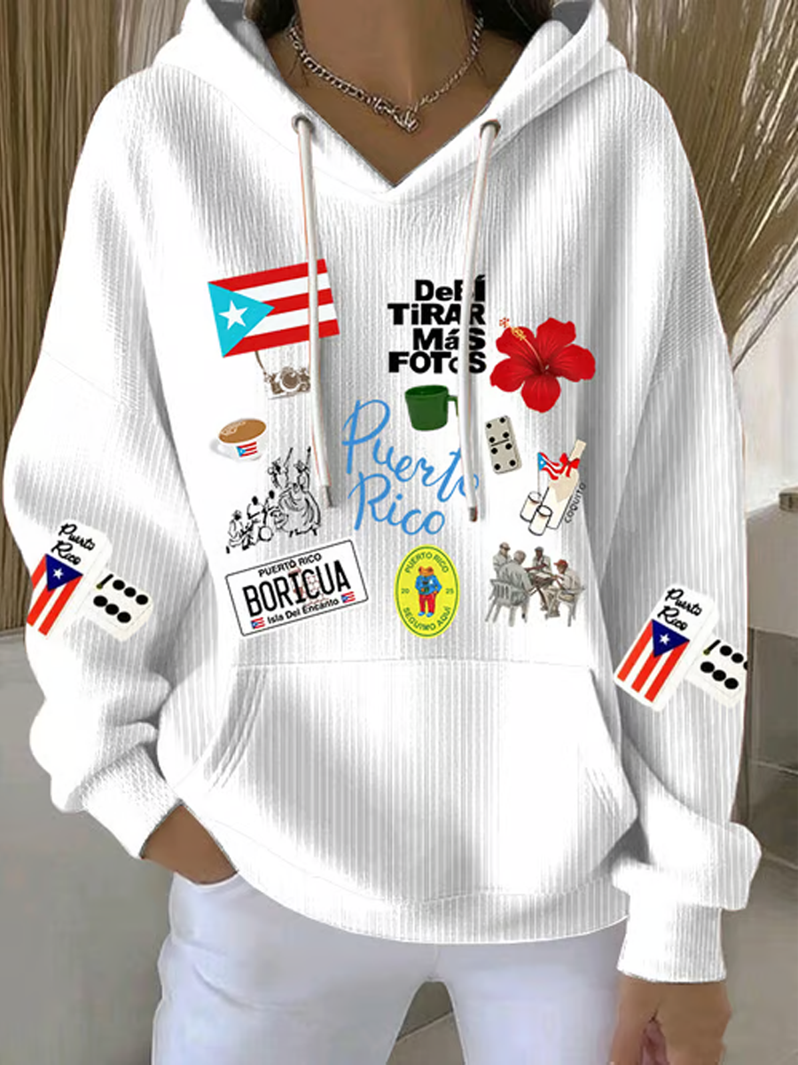 Women's Puerto Rico Print Casual Sweatshirt