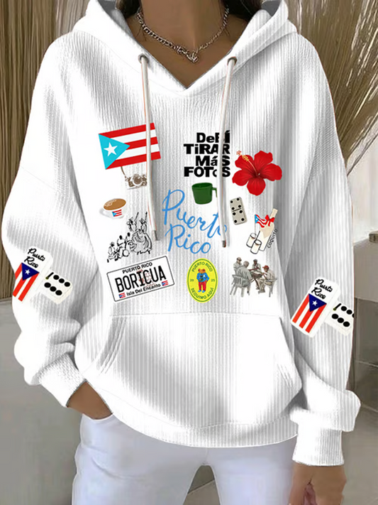 Women's Puerto Rico Print Casual Sweatshirt