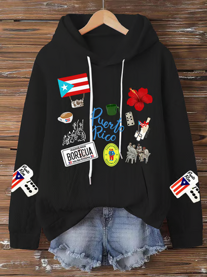 Women's Puerto Rico Print Casual Sweatshirt
