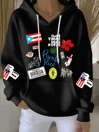 Women's Puerto Rico Print Casual Sweatshirt