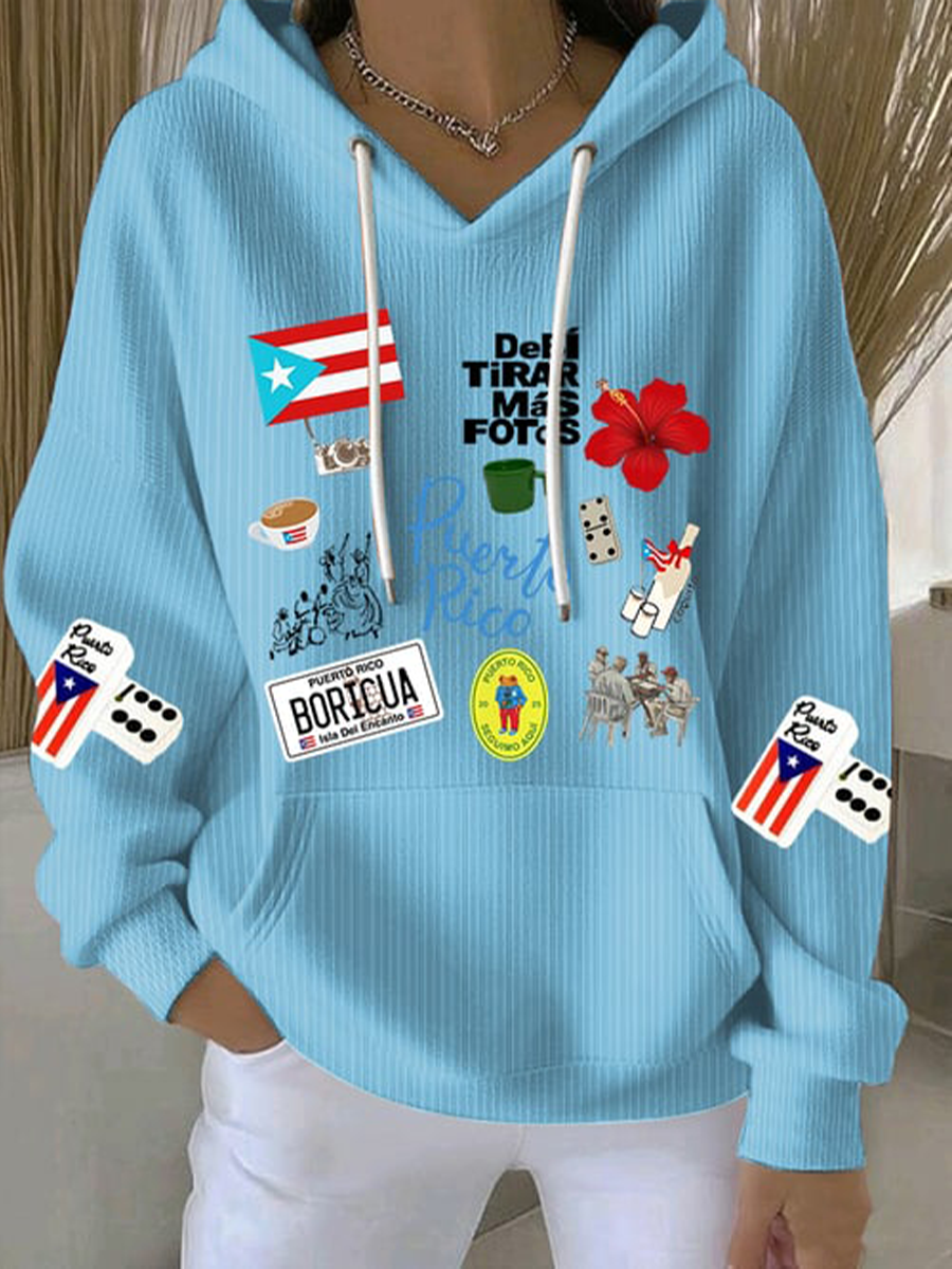 Women's Puerto Rico Print Casual Sweatshirt