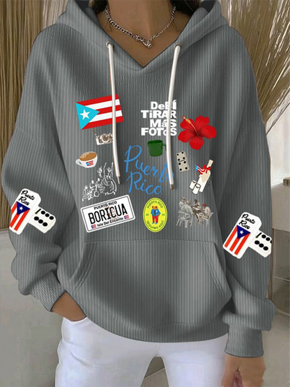 Women's Puerto Rico Print Casual Sweatshirt
